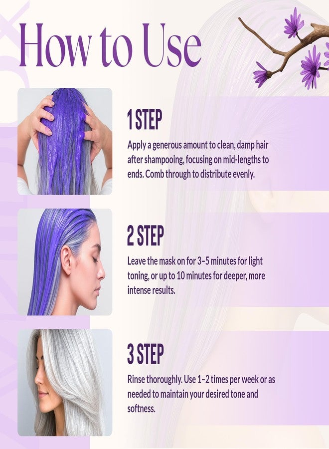VANIDOX Silver Shine Purple Hair Mask for Gray Hair – Deep Conditioning Toner Treatment to Neutralize Brassiness, Restore Moisture & Brighten Dull Hair – Paraben & Sulfate Free, Made in USA, 8oz - Image 5
